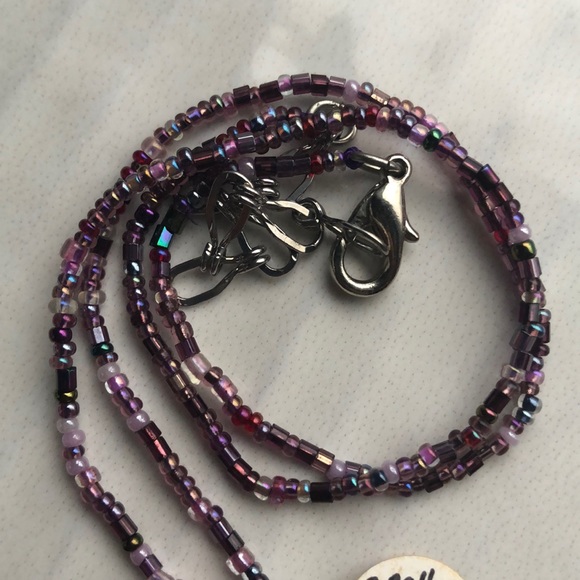 3 Ball Dangle Lavender Hand Beaded Necklace - Picture 4 of 6